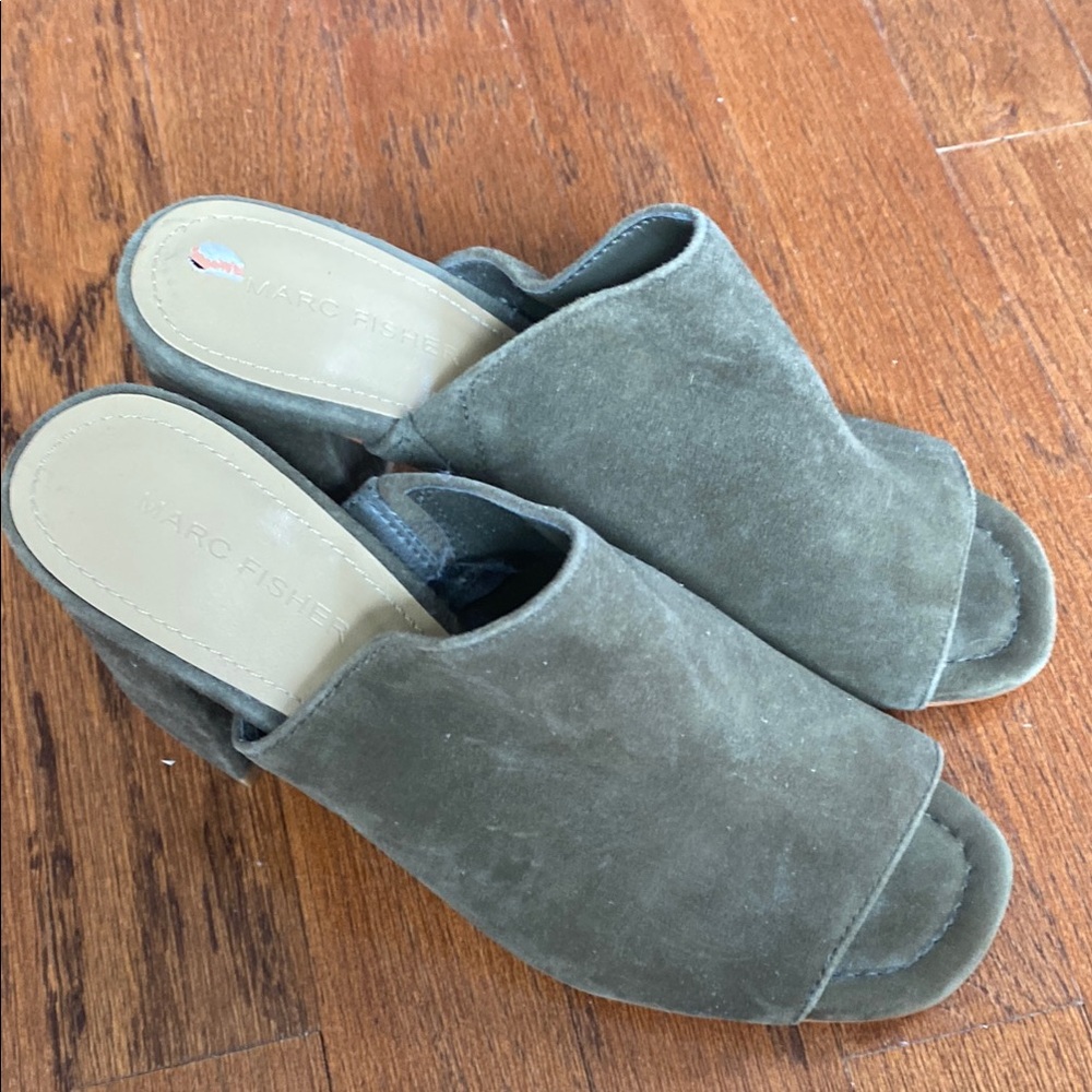 Marc Fisher Women's Olive Suede Mules